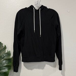 Mate the label XS Black pullover Hoodie with White Drawstrings